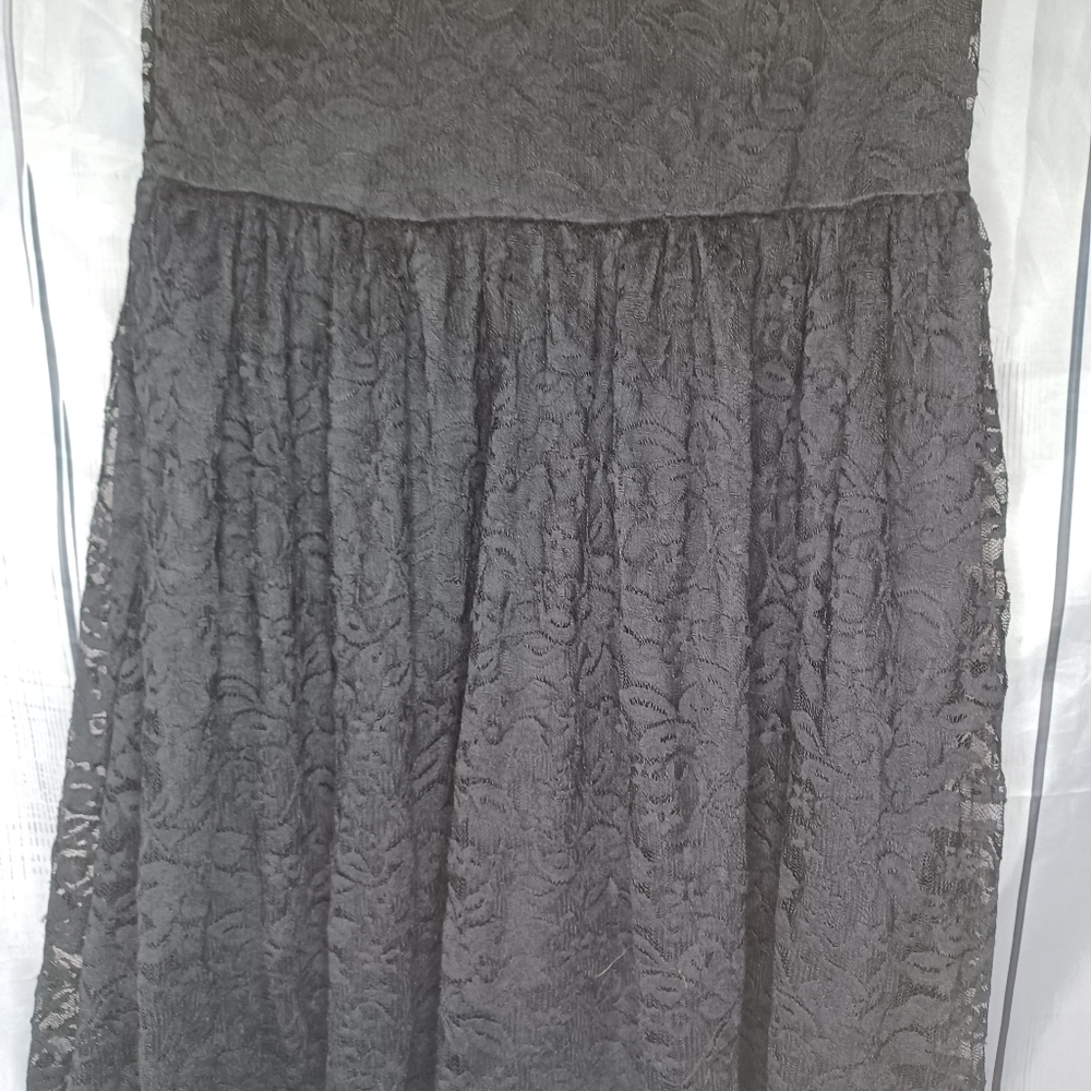 Garage Black Lace Sleeveless Goth Indie Sleeze Whimsigoth Flowy Skater Dress - Picture 7 of 9